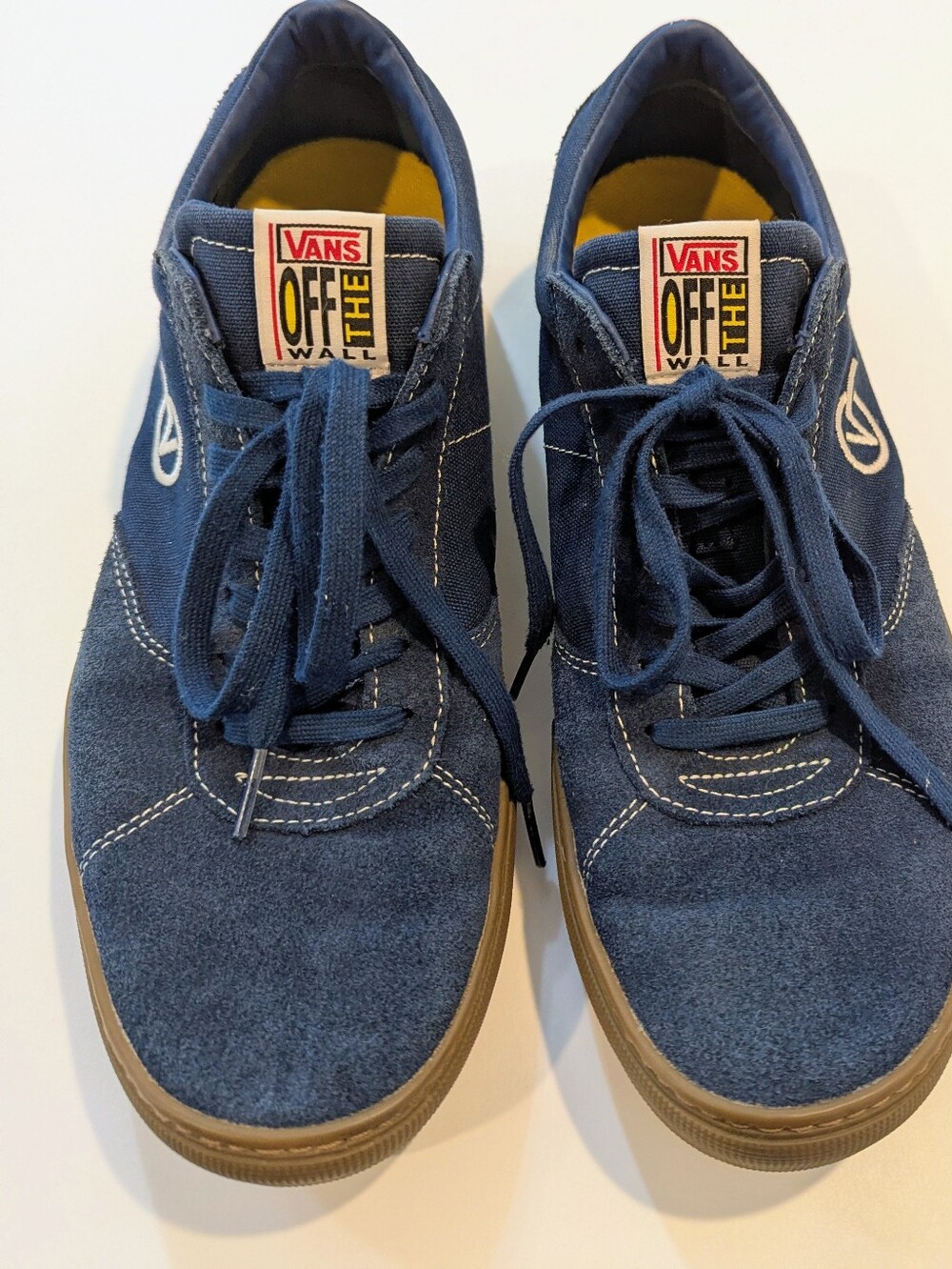 Vans Off The Wall Navy Blue Suede & Canvas Low Top Sneakers Size 12 - Picture 2 of 7